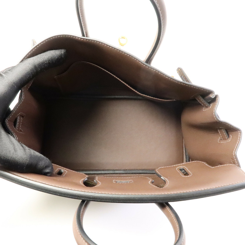 HERMES Swift皮革Birkin 25手挽袋Chocolat-4