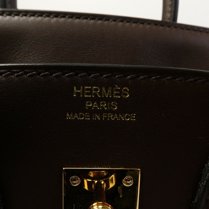 HERMES Swift皮革Birkin 25手挽袋Chocolat-5