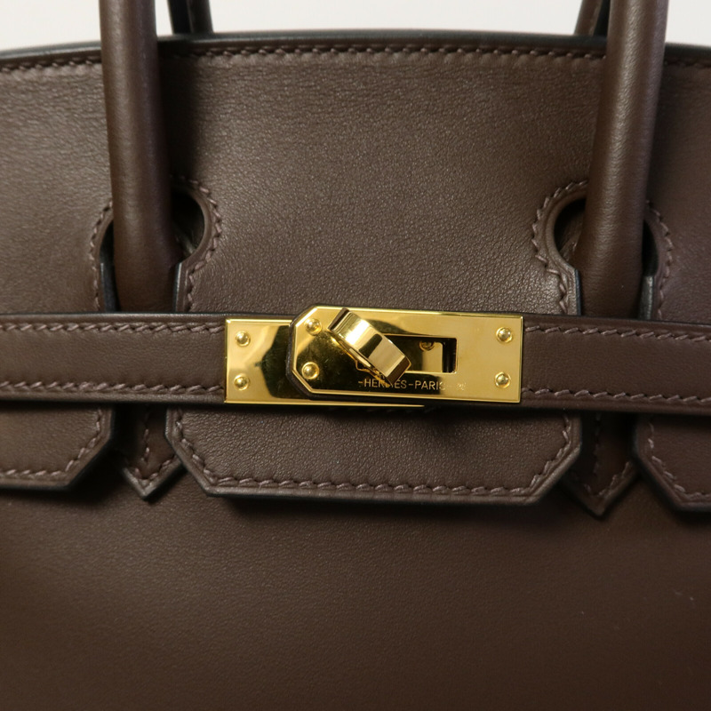 HERMES Swift皮革Birkin 25手挽袋Chocolat-7