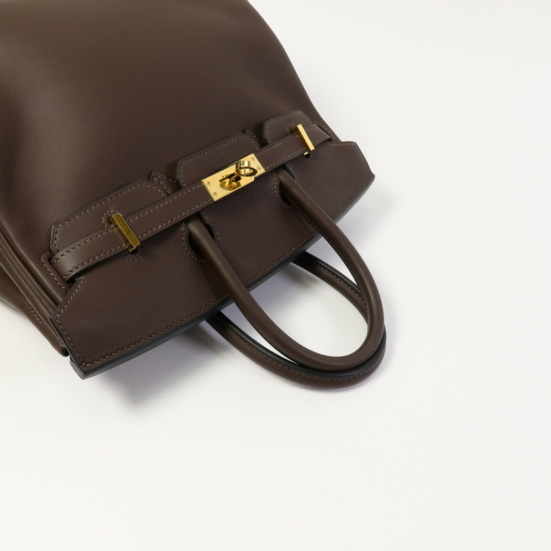 HERMES Swift皮革Birkin 25手挽袋Chocolat-9