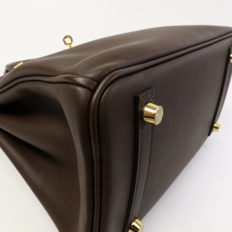 HERMES Swift皮革Birkin 25手挽袋Chocolat-11