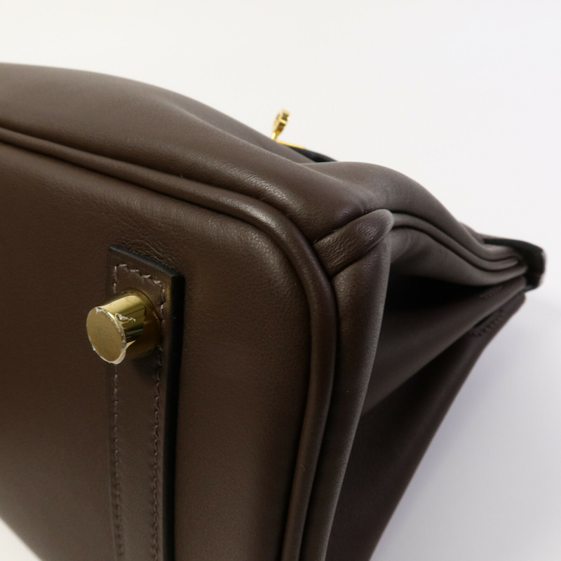 HERMES Swift皮革Birkin 25手挽袋Chocolat-12
