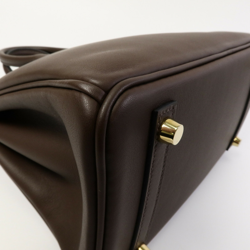 HERMES Swift皮革Birkin 25手挽袋Chocolat-13