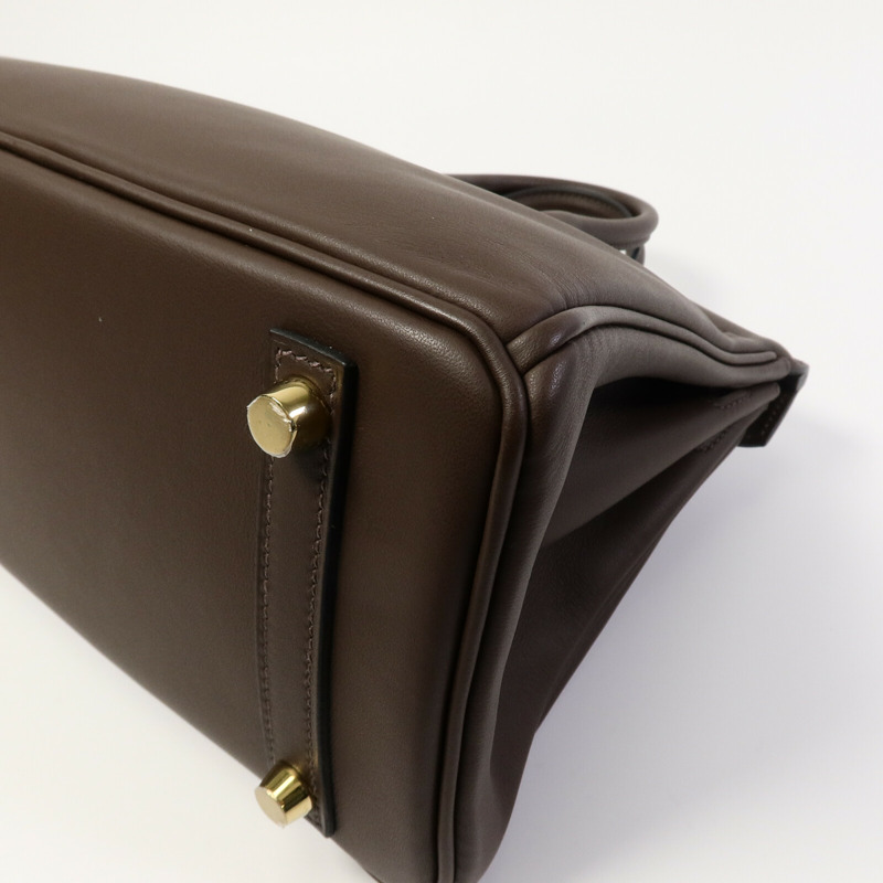 HERMES Swift皮革Birkin 25手挽袋Chocolat-14