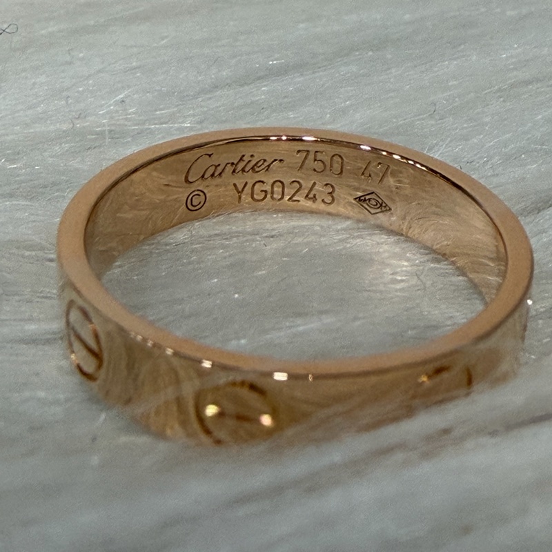 Cartier 卡地亞 LOVE 愛情 750 黃K金 窄版 47號 戒指-8