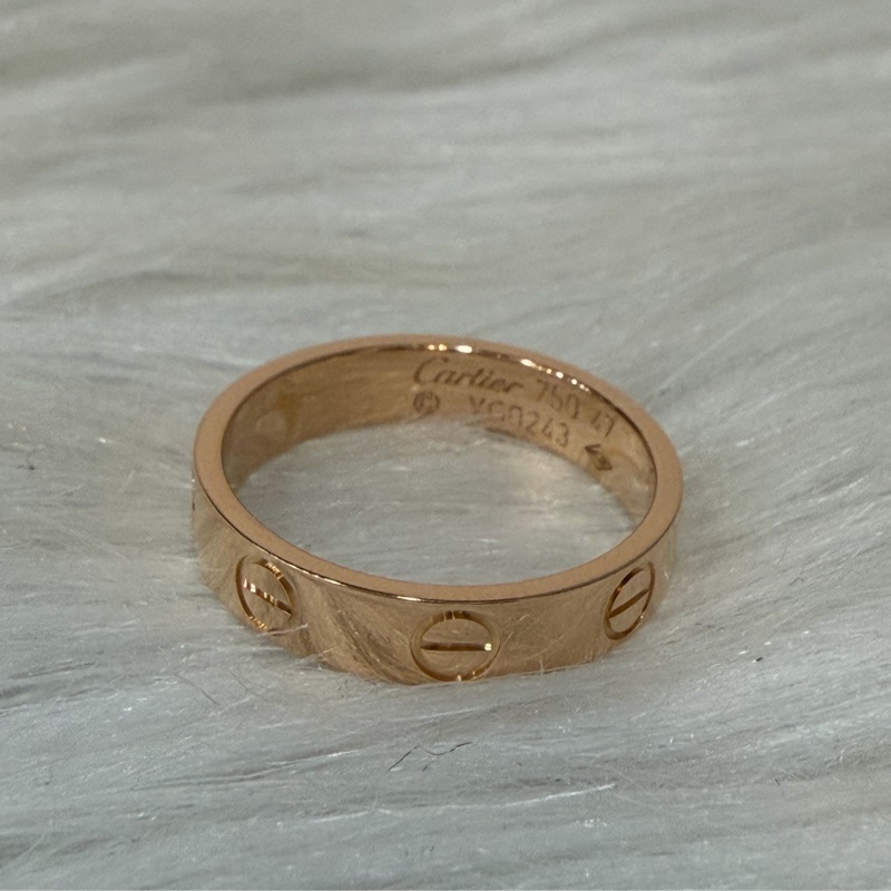 Cartier 卡地亞 LOVE 愛情 750 黃K金 窄版 47號 戒指-10