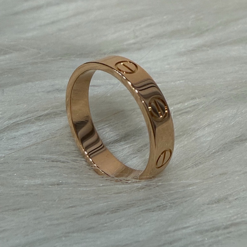 Cartier 卡地亞 LOVE 愛情 750 黃K金 窄版 47號 戒指-11