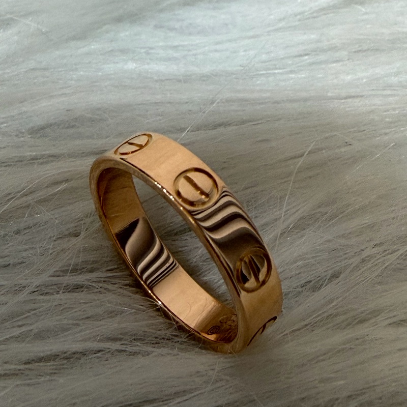Cartier 卡地亞 LOVE 愛情 750 黃K金 窄版 47號 戒指-12