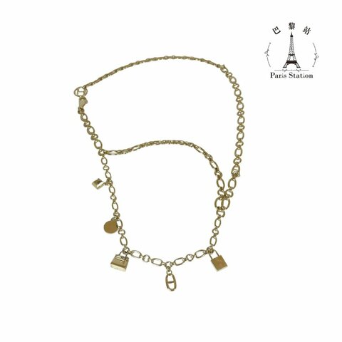 【巴黎站二手名牌專賣店】＊現貨＊HERMES 愛馬仕 真品＊ Olga Amulette 經典五吊飾 淡金色腰鍊/鍊帶