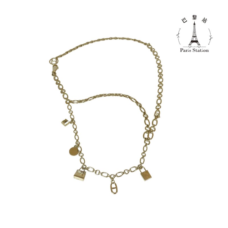 【巴黎站二手名牌專賣店】*現貨*HERMES 愛馬仕 真品* Olga Amulette 經典五吊飾 淡金色腰鍊/鍊帶-0