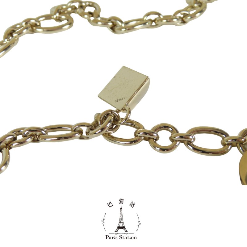 【巴黎站二手名牌專賣店】*現貨*HERMES 愛馬仕 真品* Olga Amulette 經典五吊飾 淡金色腰鍊/鍊帶-1