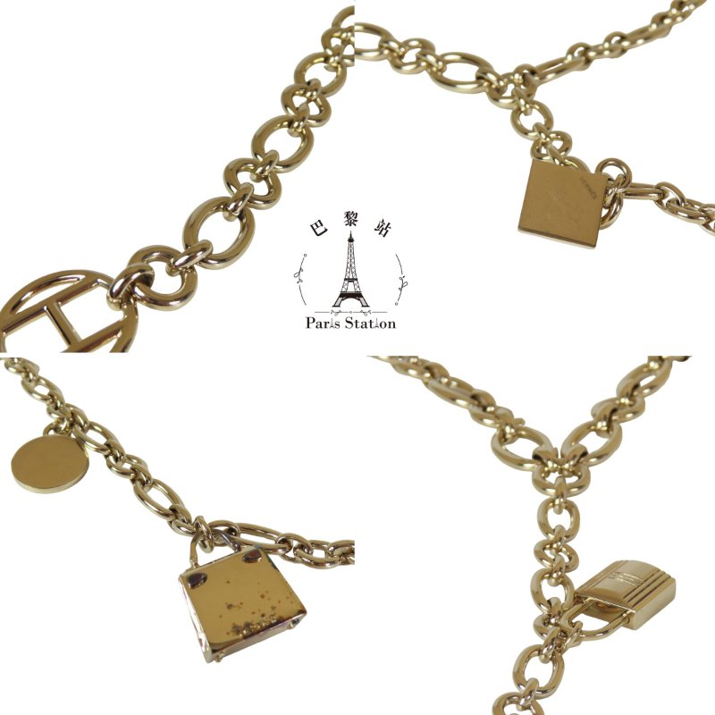 【巴黎站二手名牌專賣店】*現貨*HERMES 愛馬仕 真品* Olga Amulette 經典五吊飾 淡金色腰鍊/鍊帶-3