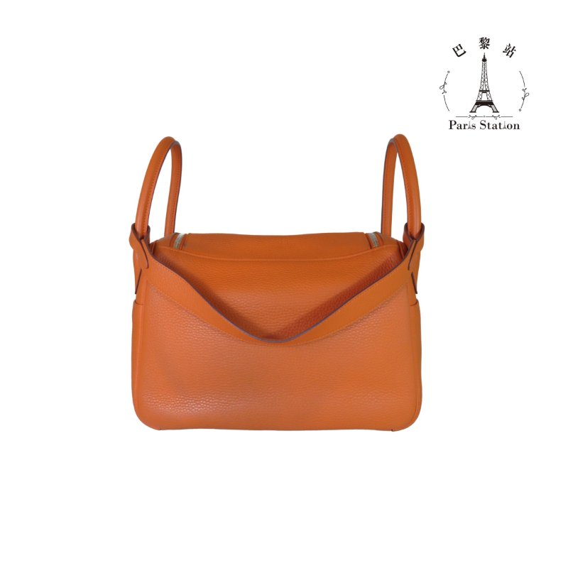 【巴黎站二手名牌專賣店】＊現貨＊HERMES 愛馬仕 真品＊ X刻 LINDY30 經典橘牛皮銀釦 肩背包-1