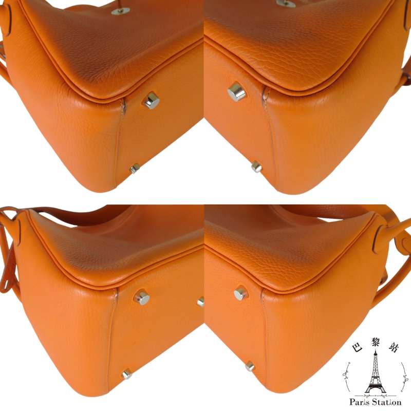 【巴黎站二手名牌專賣店】＊現貨＊HERMES 愛馬仕 真品＊ X刻 LINDY30 經典橘牛皮銀釦 肩背包-4