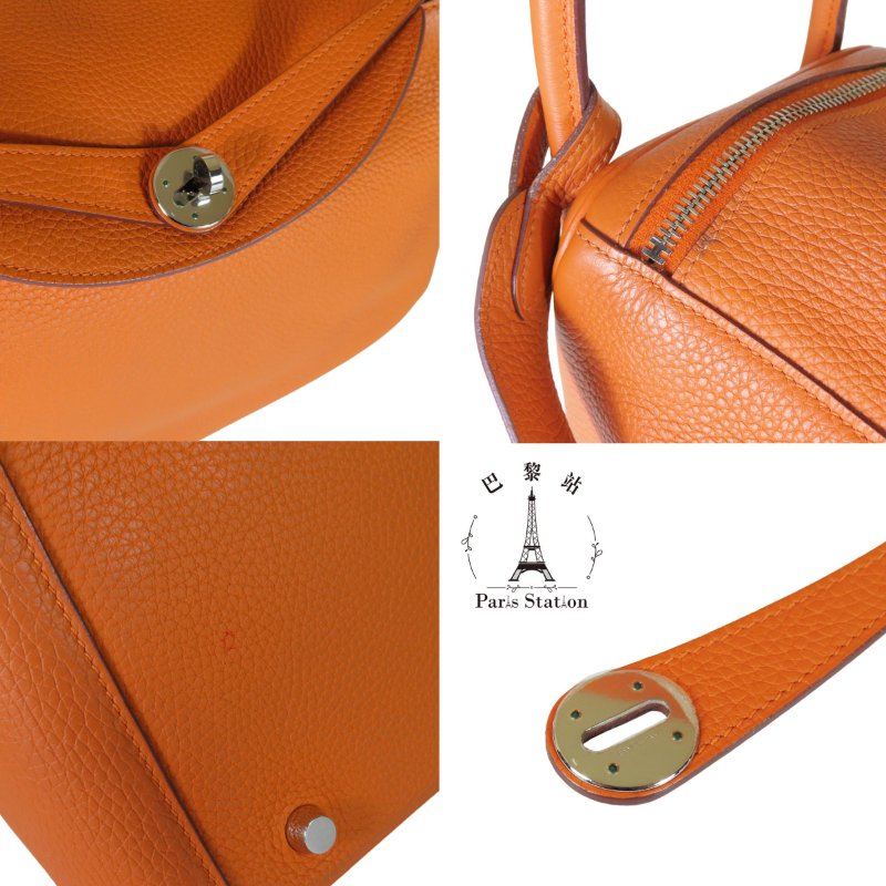 【巴黎站二手名牌專賣店】＊現貨＊HERMES 愛馬仕 真品＊ X刻 LINDY30 經典橘牛皮銀釦 肩背包-5