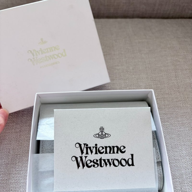 Vivenne Westwood 已絕版淺灰藍 口金中短夾-15