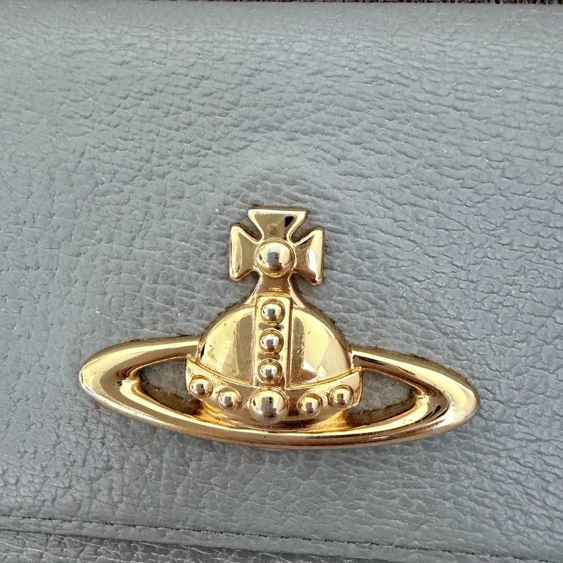 Vivenne Westwood 已絕版淺灰藍 口金中短夾-19