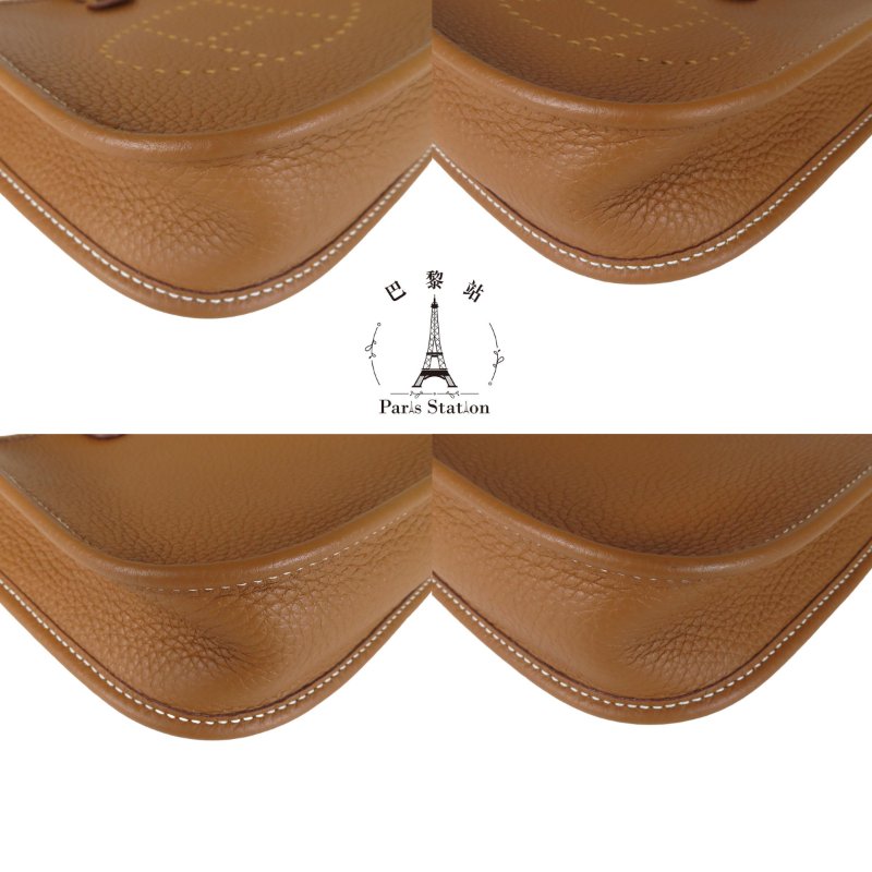 【巴黎站二手名牌專賣店】*現貨*HERMES 愛馬仕 真品* K刻Mini Evelyne 16 金棕色牛皮金扣 肩背斜背包-4