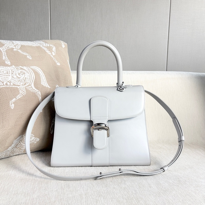 🌷帶保卡！Delvaux 德爾沃Brillant 手提單肩包 灰色銀扣-1