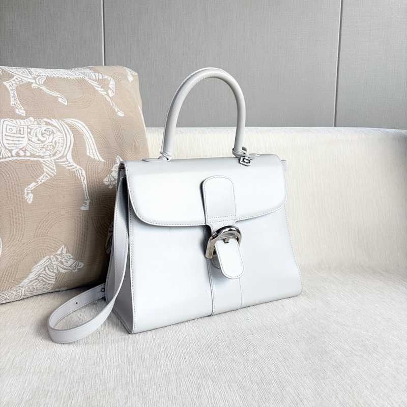🌷帶保卡！Delvaux 德爾沃Brillant 手提單肩包 灰色銀扣-5