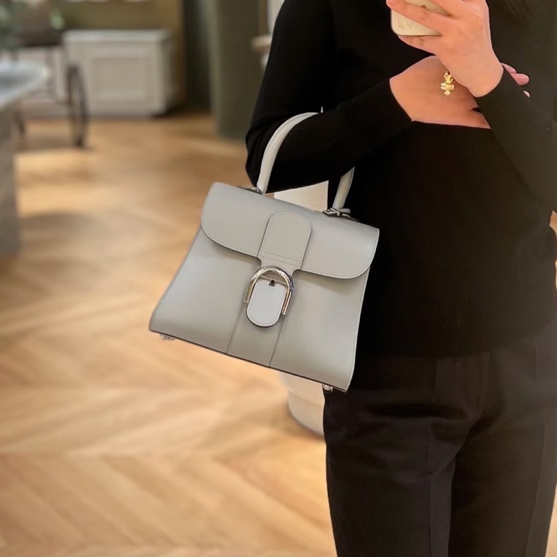 🌷帶保卡！Delvaux 德爾沃Brillant 手提單肩包 灰色銀扣-7