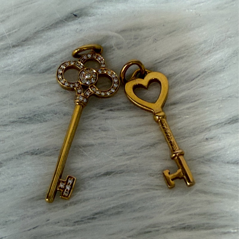 TIFFANY 蒂芬妮 750 黃K金 愛心 皇冠 KEY KEYS 鑰匙 心鎖 鑽石 項鍊 鍊-10