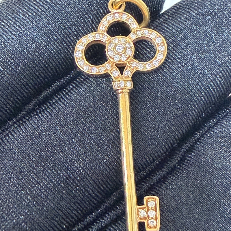 TIFFANY 蒂芬妮 750 黃K金 愛心 皇冠 KEY KEYS 鑰匙 心鎖 鑽石 項鍊 鍊-11