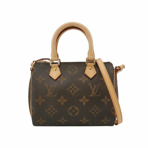Louis Vuitton (LV) SpeedyNano植鞣革Monogram印花波士頓包斜背包肩肩包