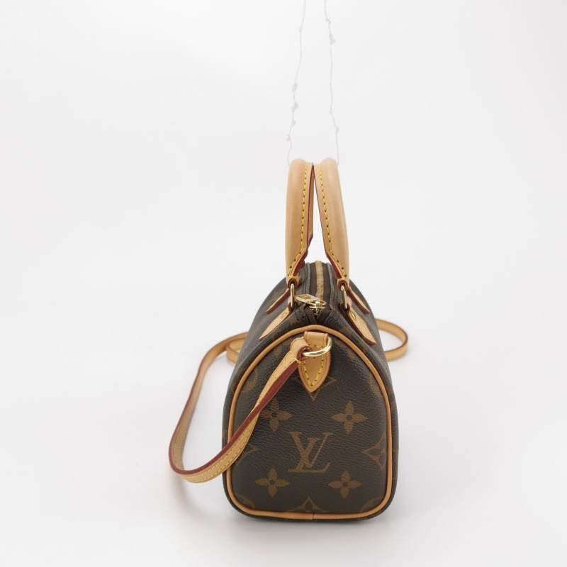 Louis Vuitton (LV) SpeedyNano植鞣革Monogram印花波士頓包斜背包肩肩包-3