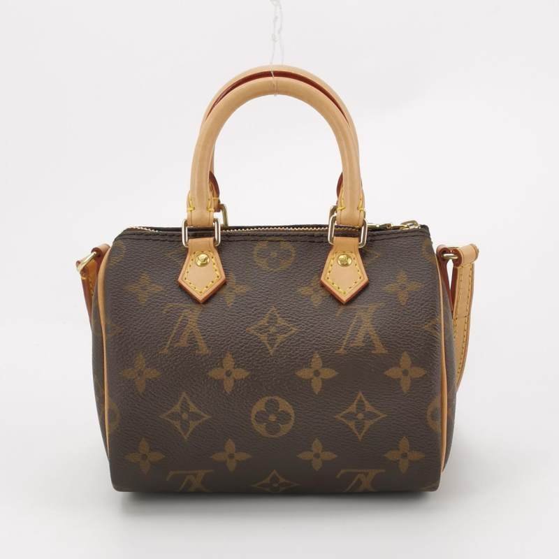 Louis Vuitton (LV) SpeedyNano植鞣革Monogram印花波士頓包斜背包肩肩包-4