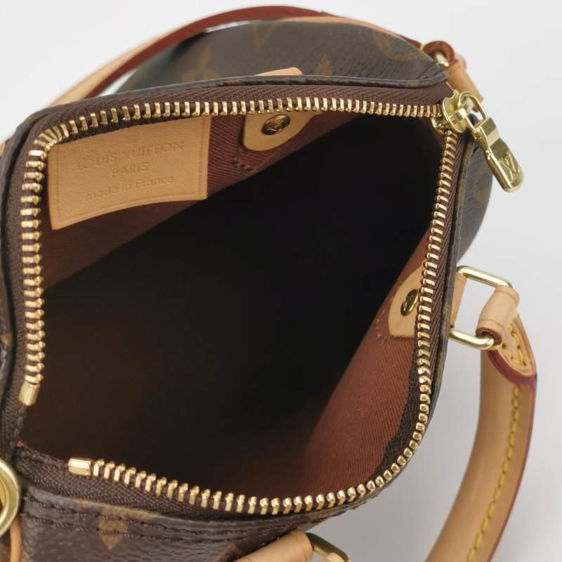 Louis Vuitton (LV) SpeedyNano植鞣革Monogram印花波士頓包斜背包肩肩包-6
