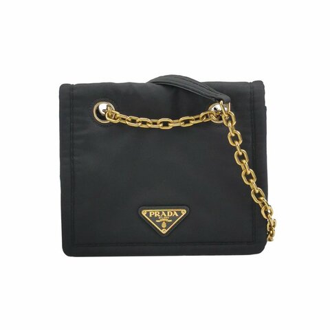 Prada 牛皮尼龍布純色三角標誌斜背包單肩包