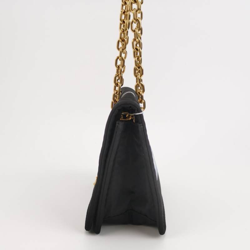 Prada 牛皮尼龍布純色三角標誌斜背包單肩包-2