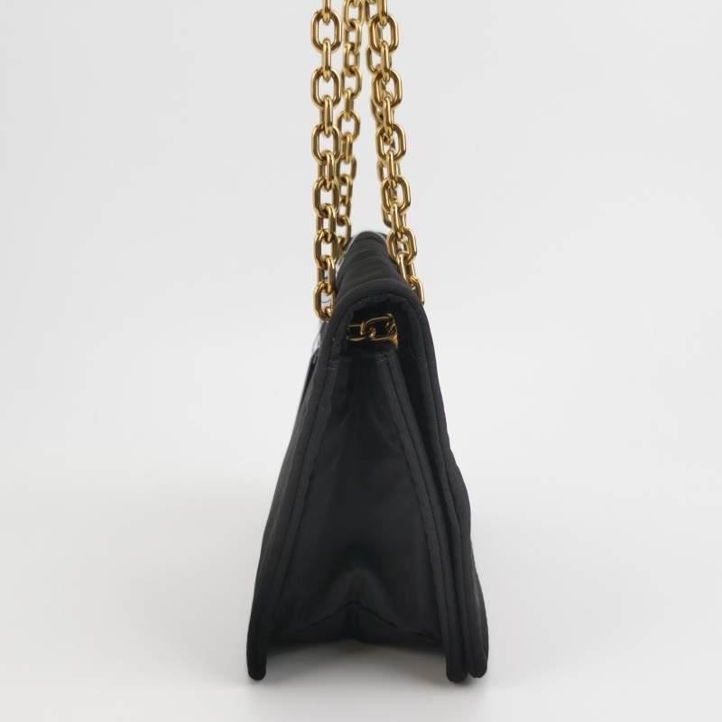 Prada 牛皮尼龍布純色三角標誌斜背包單肩包-3