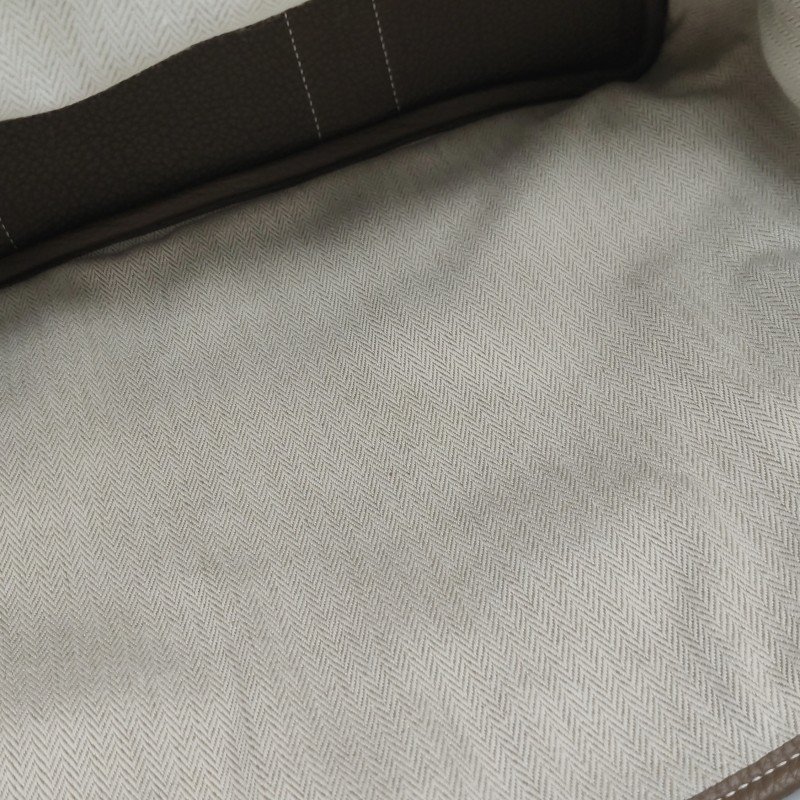 Hermes Garden Party花園包36手提包Negonda牛皮銀扣18etoupe大象灰D刻-9