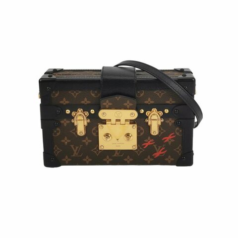 Louis Vuitton (LV) Petite Malle小盒子小號牛皮Monogram印花S-lock鎖扣斜挎包肩包