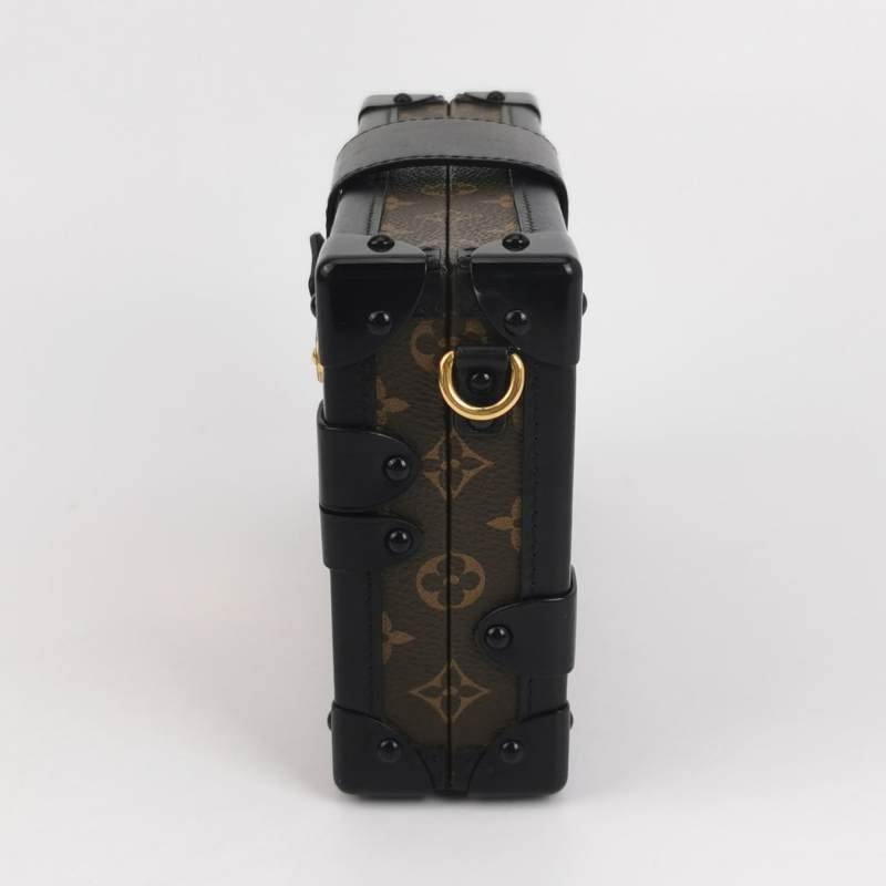 Louis Vuitton (LV) Petite Malle小盒子小號牛皮Monogram印花S-lock鎖扣斜挎包肩包-2