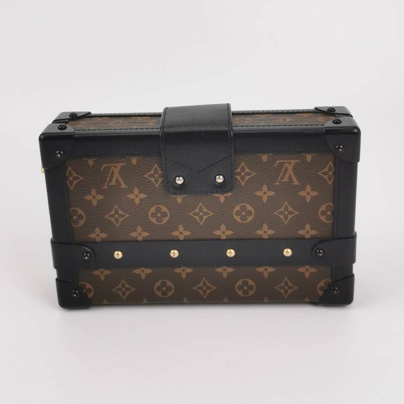 Louis Vuitton (LV) Petite Malle小盒子小號牛皮Monogram印花S-lock鎖扣斜挎包肩包-4
