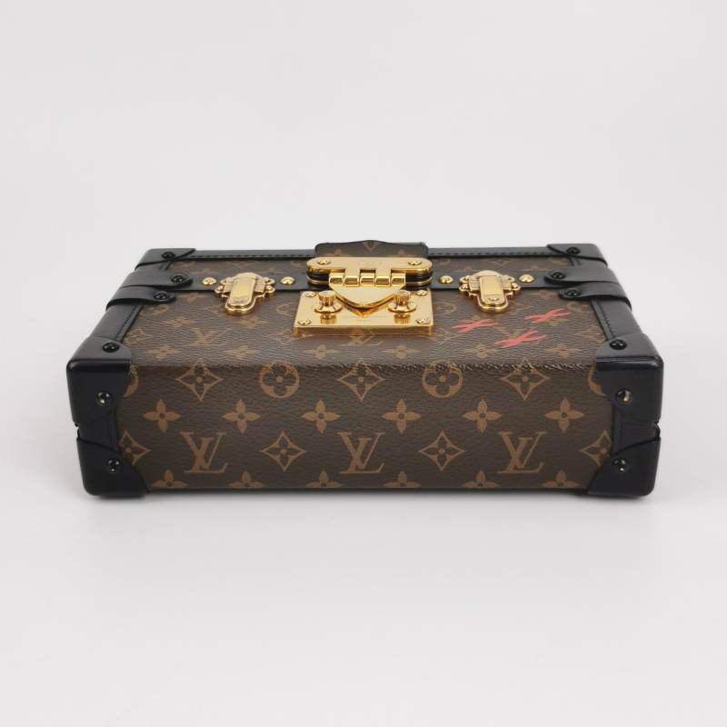 Louis Vuitton (LV) Petite Malle小盒子小號牛皮Monogram印花S-lock鎖扣斜挎包肩包-5