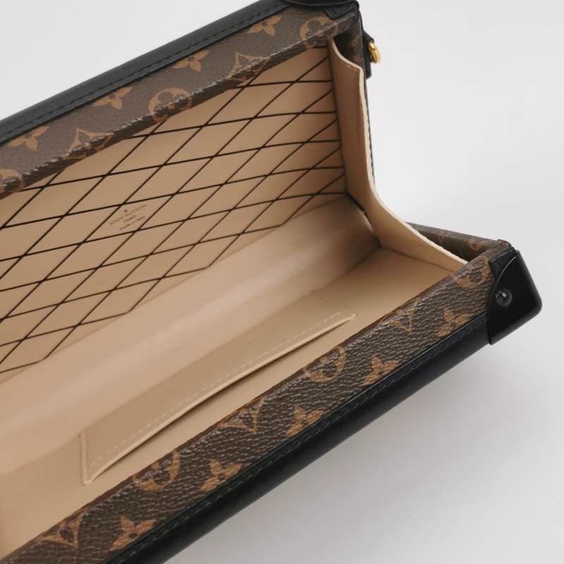 Louis Vuitton (LV) Petite Malle小盒子小號牛皮Monogram印花S-lock鎖扣斜挎包肩包-6