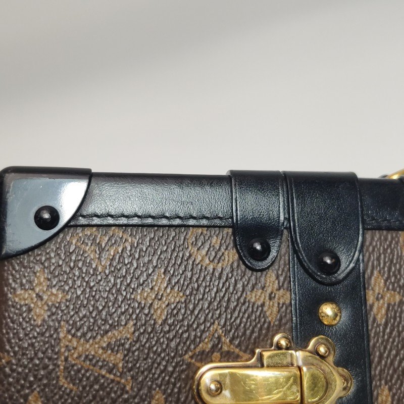 Louis Vuitton (LV) Petite Malle小盒子小號牛皮Monogram印花S-lock鎖扣斜挎包肩包-17
