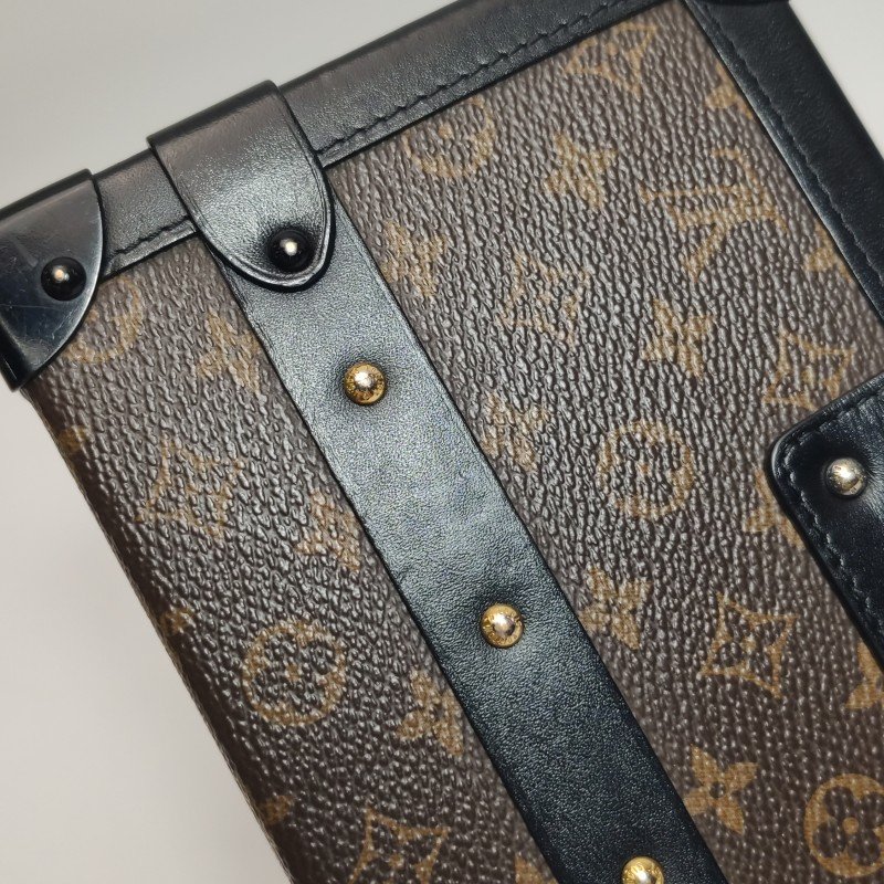 Louis Vuitton (LV) Petite Malle小盒子小號牛皮Monogram印花S-lock鎖扣斜挎包肩包-19