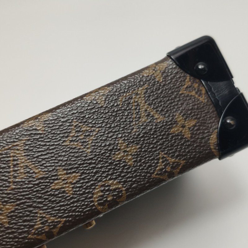 Louis Vuitton (LV) Petite Malle小盒子小號牛皮Monogram印花S-lock鎖扣斜挎包肩包-21