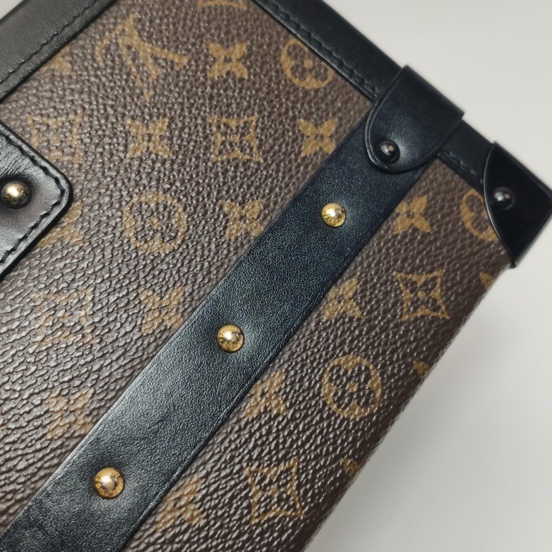 Louis Vuitton (LV) Petite Malle小盒子小號牛皮Monogram印花S-lock鎖扣斜挎包肩包-22
