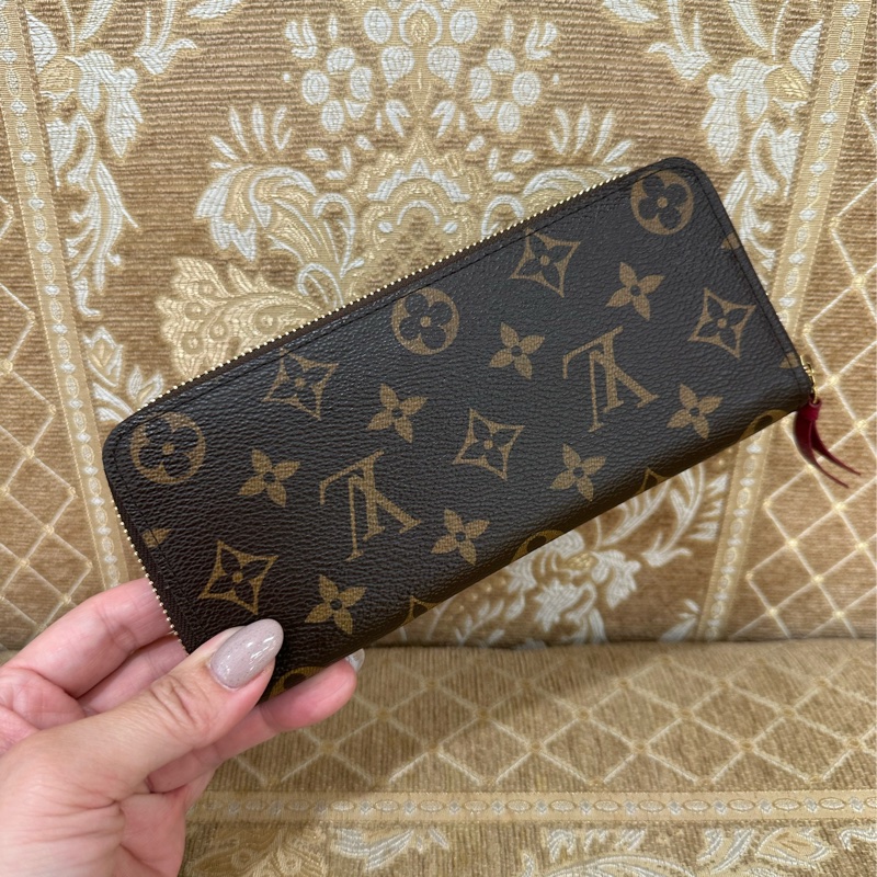 LV 原花金釦Clemenceㄇ拉8卡長夾M60742-1
