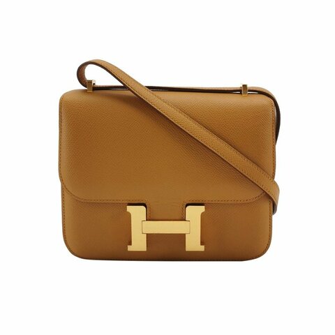 Hermes Constance康康19字母H扣斜背包單肩包Epsom牛皮金扣2S芝麻色Z刻