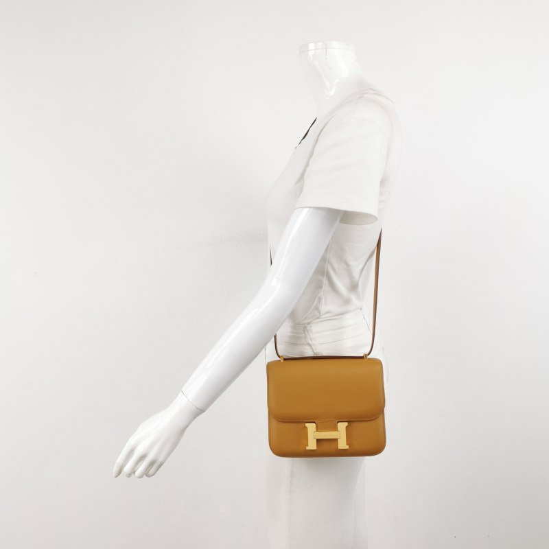 Hermes Constance康康19字母H扣斜背包單肩包Epsom牛皮金扣2S芝麻色Z刻-1