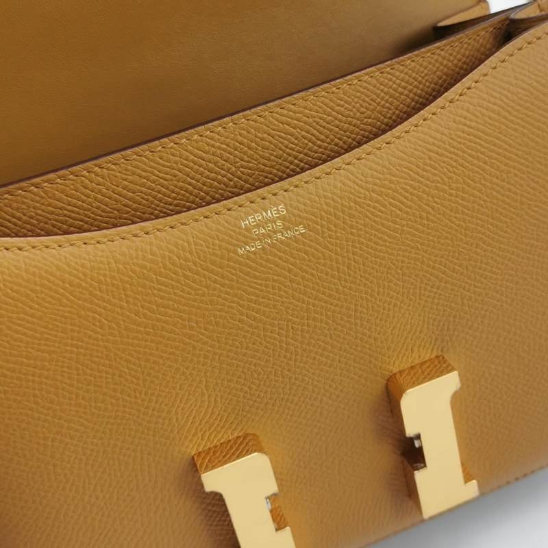 Hermes Constance康康19字母H扣斜背包單肩包Epsom牛皮金扣2S芝麻色Z刻-7
