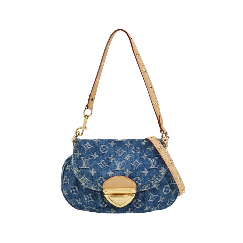 Louis Vuitton (LV) Sunset帆布植鞣革丹寧老花斜背包單肩包晶片款-0