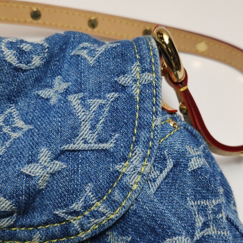 Louis Vuitton (LV) Sunset帆布植鞣革丹寧老花斜背包單肩包晶片款-13